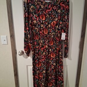 Croft & Barrow Multicolor Paisley Long Sleeve Dress